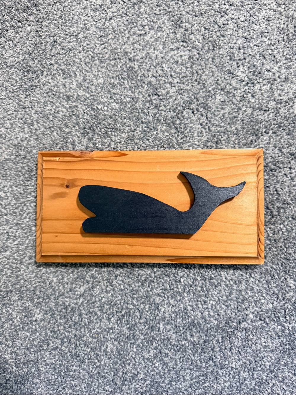 Coastal Wooden Whale Wall Art - Black on Natural Wood